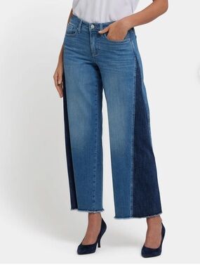 Ba&sh Two-Tone  Wide-Leg Jeans - Blue & Dark Blue